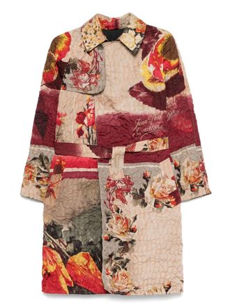 Jean Paul Gaultier 2000s floral-print trench coat - women - Polyamide - 44 - Red