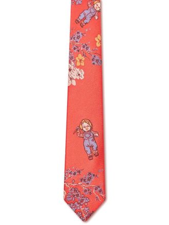 GCDS Chuncky jacquard-print tie - unisex - Polyester/Acetate/Polyester - One Size - Red