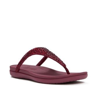 FitFlop Solay Mixed-Crystal Toe-Post Sandals in Dark Merlot at Nordstrom, Size 10