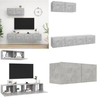 vidaXL Mobili Porta TV 3 pz Grigio Cemento in Legno Multistrato - Armadio per impianti stereo - Armadio per oggetti