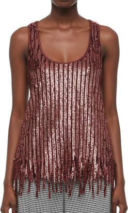 Etro Red Embellished Scoop Neck Top