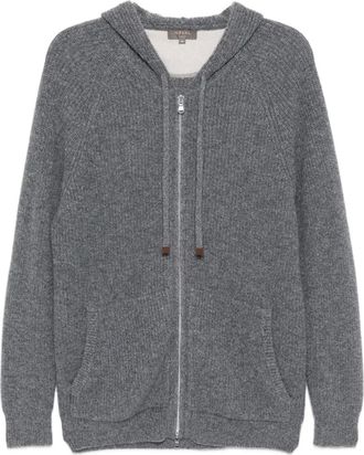 N.Peal Felpa in cashmere con cappuccio - Grigio