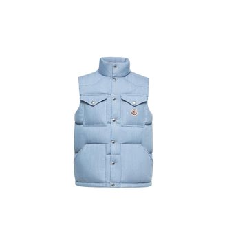 Moncler Moncler Ervional Denim Down Vest, Men, Blue, Size: 2