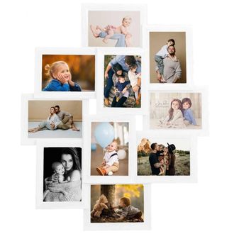 Berkfield Home Collage Photo Frame for 10x(13x18 cm) Picture White MDF | Size: 13x18 cm