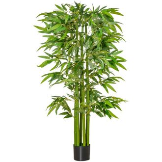 HOMCOM Rbol De Bamb&uacute; Artificial 160 Cm Planta Artificial Con 975 Hojas Y Maceta Planta Artificial Decorativa Para Interior Hogar Sal&oacute;n - Homcom