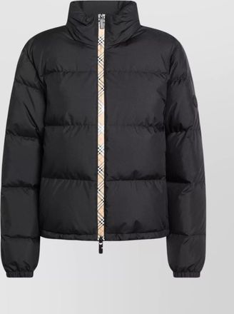 Burberry zip up puffer jacket featuring check detail