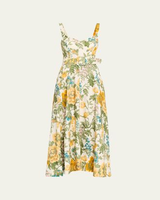 Cara Cara Calypso Floral Linen Midi Dress