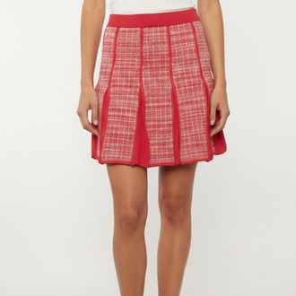 Elisabetta Franchi Pink Lurex Knit And Crepe Paneled Mini Skirt