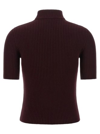 Courr&egrave;ges Ribbed Viscose Sweater - Bordeaux