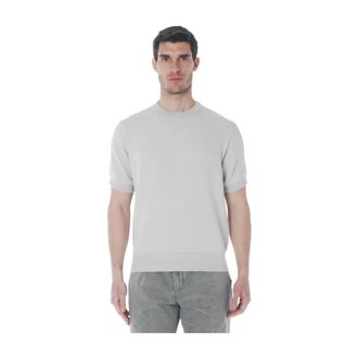 Irish Crone Round-neck Knitwear, male, Gray, Size: XL Maglia girocollo a felpa in cotone a maniche corte