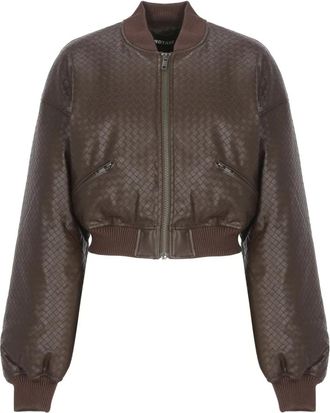 Rotate Bordeaux Synthetisch Leren Bomberjack - Dames - Bomber jackets - Bruin - M - Jassen
