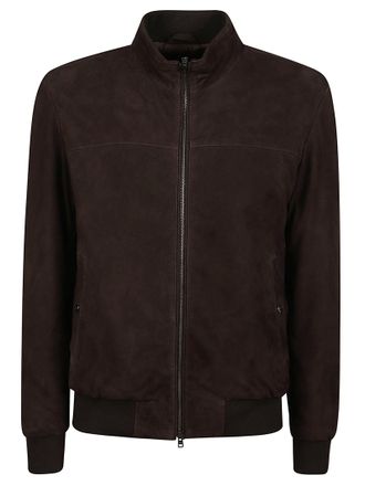 Herno Brown Minimalist Ribbed Goat Skin Jacket