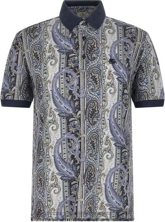 Etro Blue Paisley Print Polo