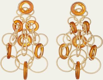 Buccellati Hawaii Color 18K Yellow Gold Carnelian Pendant Earrings, 5cm