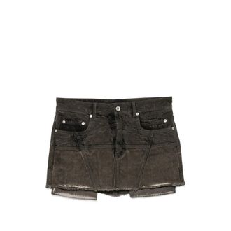 Rick Owens Faded Frayed-hem Mini Skirt