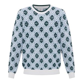 Casablanca Gebreid - Heren - Sweatshirts - Blauw - M - Wol - Hoodies & sweatvesten