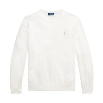 Ralph Lauren Round-neck Knitwear, male, White, Size: XL Deckwash Crewneck