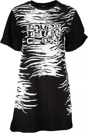 Cavalli Elegante bedrukte jurk met korte mouwen - Dames - Korte kleedjes - Zwart - XS - Katoen - Kleedjes