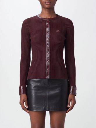 Courr&egrave;ges Slim Fit Ribbed Jersey Crewneck Cardigan
