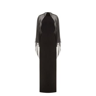 Alberta Ferretti Evening Dress with Chiffon Sleeves - female - Alberta Ferretti - Gowns - Black - M - Dresses