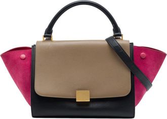 Celine Pre-owned Celine Small Tricolor Calfskin and Suede Trapeze Satchel Ladies 5H72X153OE73L2E5