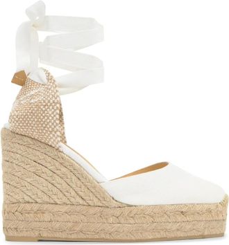 Castaner Carina Espadrille - Dames - Sleehakken - Wit - 39 EU - Katoen - Schoenen