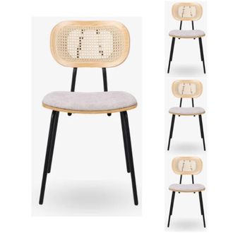 Vintahome Pack 4 Silla de comedor madera y acero Alan