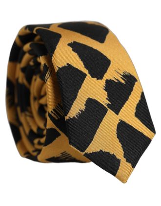Dolce & Gabbana Black and Yellow Geometric Jacquard Necktie - Black