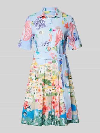 robe l&eacute;g&egrave;re Hemdblusenkleid mit Bindeg&uuml;rtel in Hellblau, Gr&ouml;&szlig;e 34