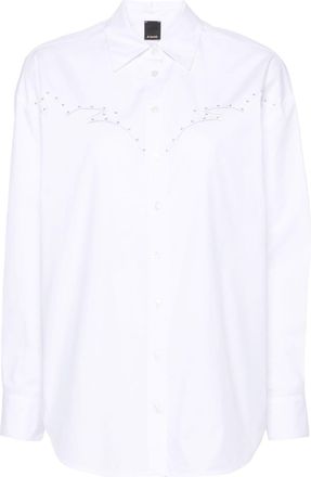 Pinko embroidered poplin shirt - women - Brass/Cotton/Viscose - 38 - White