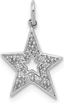 Diamond2Deal 14k White Gold 1/20 carat Diamond Star Charm Pendant