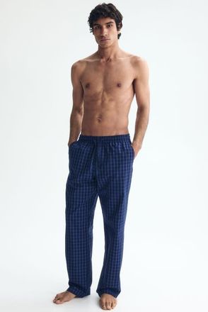 H&M Relaxed-fit Poplin Pants in Dark Blue/checked at Nordstrom, Size Xx-Large