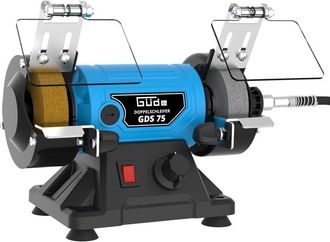 Gude G&uuml;de 55231 - Smerigliatrice Doppia GDS 75 (100 TLG Set di Accessori abrasivi, lavori Fini Grazie allalbero Motore Regolabile, Colore: Blu
