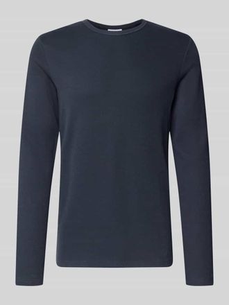 Lindbergh Lindbergh Longsleeve mit Rundhalsausschnitt und Label-Detail in Dunkelblau, Größe XXXL