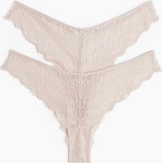 H&M 2er-Pack Brazil Slips aus Spitze - Pink