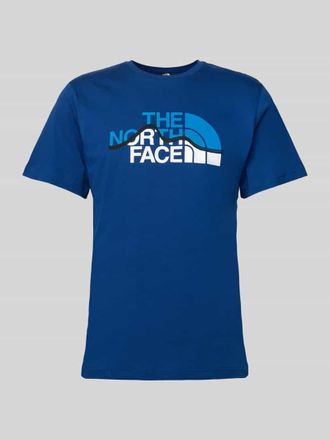 The North Face T-Shirt mit Label-Print Modell MOUNTAIN LINE in Dunkelblau, Gr&ouml;&szlig;e XXL