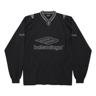 Balenciaga 3B Football Long Sleeve V-neck T-shirt Black Anthracite 857085TTVQ61066