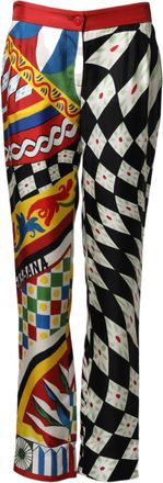 Dolce & Gabbana Multicolor Carretto Pattern Straight Womens Pants (Pre-Owned)