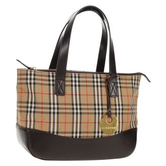 Burberry Nova Check Handbag Nova Check Canvas And Leather Beige Canvas Handbag (Pre-Owned)