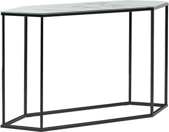 Beliani Beliani - Glamour Console Table Marble Effect White Top Black Metal Legs 120 x 35 cm Perrin