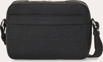 Ferragamo Men Embossed Gancini crossbody bag Black
