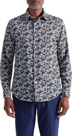 Bugatchi Julian Shaped Fit Orchestra Print Cotton Button-Up Shirt in Truffle at Nordstrom, Size Xx-Large