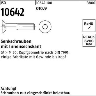 OEM Tornillo Avellanado Iso 10642 Hex&aacute;gono Interior M3x 20 010.9 500 Unidades