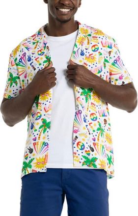 OppoSuits Relaxed Fit Tropic Pride Icons Print Camp Shirt in White at Nordstrom, Size Xx-Large