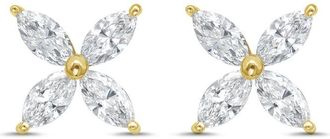 Diana M. Jewels 14kt Yellow Gold 1.00 cts Lab Grown Marquise Diamond Flower Stud Earrings