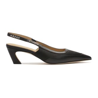 Kazar Schoenen, Dames, Zwart, 37 EU, Leer, Zwarte slingback-pumps met een modieuze hak