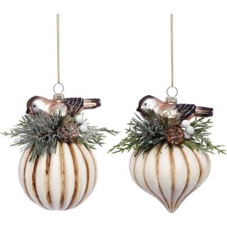 Mark Roberts Ribbed Festive Ornament, Set of 6 in Brown at Nordstrom