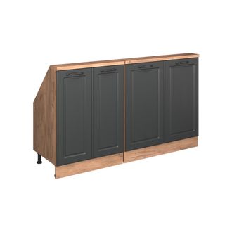 Vicco Armario De Cocina Para Techo Inclinado R-line, Antracita Casa De Campo/roble Kraft Dorado, 140 Cm Lote De 2, Vicco