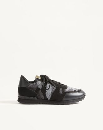 Valentino Garavani Mesh Fabric Camouflage Rockrunner Sneaker Man ANTHRACITE/BLACK 40.5
