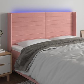vidaXL Cabecero Con Led De Terciopelo Rosa 163x16x118/128 Cm Vidaxl